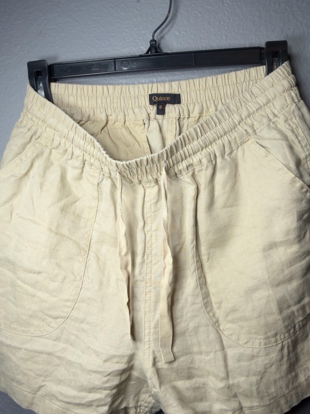 Quince Cream Elastic-Waist Linen-Blend Athletic Shorts
